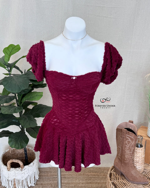 Burgundy Fuzzy Romper